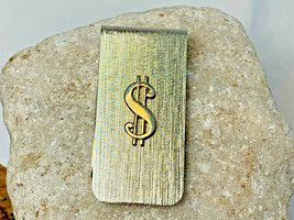 Vtg Gold &amp; Silver Tone Dollar Sign $ Cash Money Clip Holder Jewelry Bills - £23.86 GBP