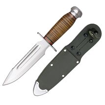 Italian Air Force Pilot Knife with Leather Sheath 6" Stainless Sawback B... - $145.39