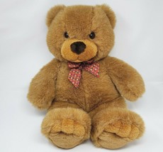 19" Vintage Golden Bear Co Big Brown Teddy W/ Bow Stuffed Animal Plush Toy Lovey - £51.33 GBP