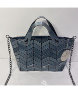PATRIZIA LUCA Geometric Tiles Convertible Purse Hand Bag Blue Silver Ita... - $44.52
