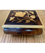 Vtg Italian Burl Wood Reuge Music Box “Edelweiss” CUENDET Swiss 4”x 3.5” - $54.69 CAD