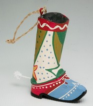 Vintage Cowboy Boot W/ Spur Metal 4” MULTI-COLOR Christmas Ornament Hand Made - £5.43 GBP