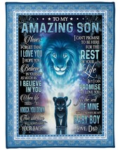 To My Son Blanket For Little Boy From Dad Fleece Sherpa Lions Blanket Xmas Gift - £45.41 GBP+