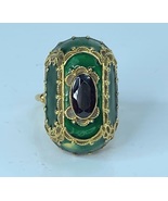 Italian 1960 vintage Etruscan revival 18K gold Garnet enamel ring 13.9g ... - £777.15 GBP