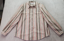 Alfred Dunner Shirt Women Size 14 Multi Striped Long Sleeve Collared Button Down - £13.30 GBP