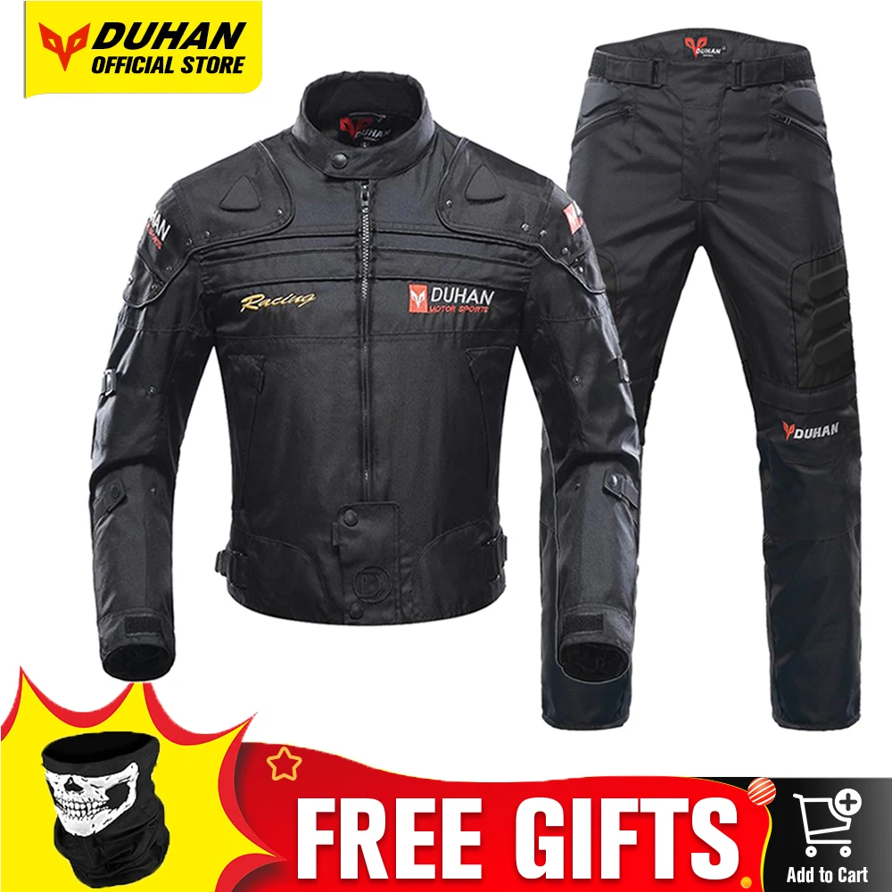 DUHAN Motorcycle Jacket &amp; Pants Set Men&#39;s Moto Cycling Suit Waterproof Keep Warm - £73.52 GBP+