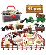 3 Pack Farm Toy Tractor With 40Pcs Plastic Farm Animals Figurines And Fe... - $48.99