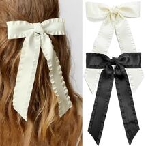 Beooly Hair Bows 2PCS Metal Hair Clips Beige Black Large Barrettes - $190.65 MXN