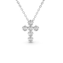 0.40CT Coupe Ronde Moissanite 14K Plaqué or Blanc Pendentif Croix Collier 45.7cm - £63.57 GBP