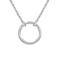 925 Sterling Silver Women Plain Open Circle Pendant 18&quot; Chain Necklace - £22.17 GBP