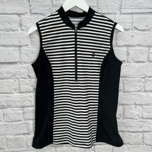 Coolibar Womens Sleeveless Top Black White Stripe Size M 1/4 Zip UPF 50+... - $29.65