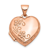 14k Rose Gold 15mm Reversible Heart Locket XL662 - $4,162.09 MXN