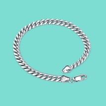 New S925 Sterling Silver Bracelet Men's Whip Design Solid Silver Bracelet Good Q - £55.53 GBP