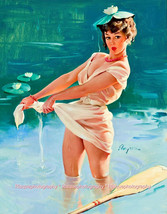 Beautiful Woman in Drenched Dress 8.5x11&quot; Photo Print Gil Elvgren Pinup Fine Art - £5.96 GBP