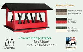 COVERED BRIDGE BIRD FEEDER Deluxe Country Backyard Post Mount Recycled P... - $209.97+