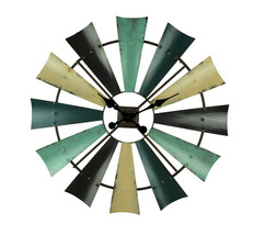 Zeckos Rustic Colored Metal Farmhouse Windmill Wall Clock - £36.65 GBP