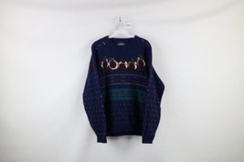 Vintage 90s Woolrich Womens Size Large Wool Knit Fair Isle Duck Nature Sweater - £79.09 GBP