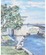 Rare 1970s Gene McLendon &quot;Crabbing&quot; Watercolor Art Painting Roswell, New... - €328,54 EUR