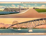 Dual View Grand Island North and South Bridge New York NY Linen Postcard... - $2.92