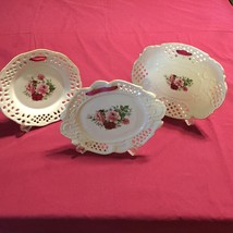 Formalities Baum Brothers Decorator Plates Lattice Pink/Red Roses &amp; Green  - £23.98 GBP