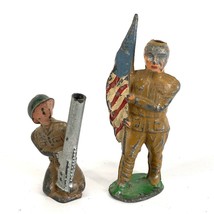 Barclay Manoil Lead Toy Soldier US Army War American Flag Anti Aircraft ... - $30.00