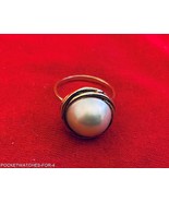 VINTAGE 14KT YELLOW GOLD MABE PEARL SOLITAIRE  RING TCW 4.4 GRAMS RING S... - $514.84 CAD