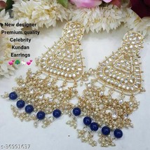 Indian Light Beads Kundan Earrings Chand Bali Jhumka Jewelry Gold Plated Set - £20.04 GBP