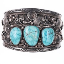 7.5&quot; Huge Vintage Morty Johnson Navajo Sterling and turquoise bracelet - £700.12 GBP
