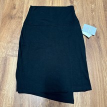 Athleta Women’s Solid Black Seaside Fold Over Faux Wrap Skirt Size XS Midi - $35.64