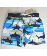 Koala Kids Boys 3-6 Months Swim Trunks White Blue Sharks Shorts UPF 50 New - $12.82