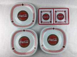 Gibson &quot; Ice Cold Sold Here Coca Cola &quot; 9 Plastic Plates 1 Dual Serving ... - £29.89 GBP