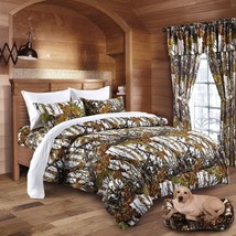 9 pc White Snow Camo Queen sheets pillowcases with KING comforter set - £84.06 GBP