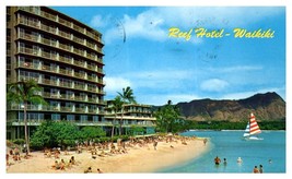 Diamond Head and the Reef Hotels Waikiki Beach Hawaii Postcard Posted 1966 - £11.64 GBP