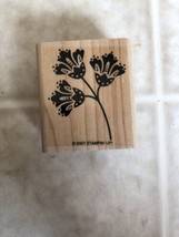 Stampin&#39; Up! Three Flowers Round Long Stem Rubber Stamp 2007 Wood Mount - £8.59 GBP