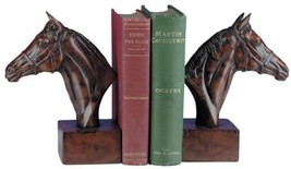 Bookends Bookend EQUESTRIAN Lodge Horse Head Resin Hand-Cast Hand-Painted - £183.01 GBP