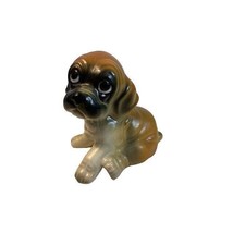 Vintage Brown and Black puppy dog bone china figure 2.5 inch tall - £8.48 GBP