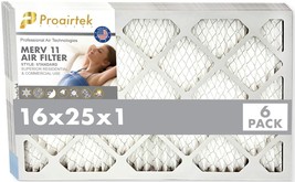 Proairtek AF16251M11SWH Model MERV11 16x25x1 Air Filters (Pack of 6) - $33.99