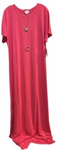 NWT LuLaRoe XL Solid Bubblegum Pink Maria Long Knit Fabric Maxi Dress - $37.61