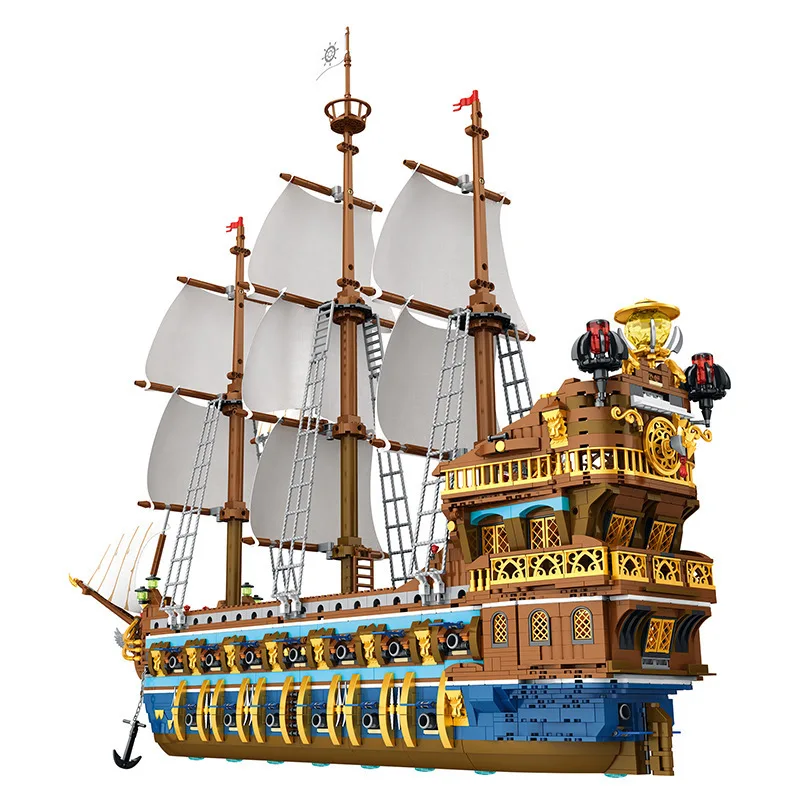 MOC Caribbeans Pirates Ship The Royal Fleet Sun Reobrix 66011 Building Blocks - £143.73 GBP