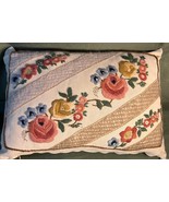 Old Vintage Large Floral Flowers Pillow Cover Stumpwork Textile Cloth - $57.94 CAD