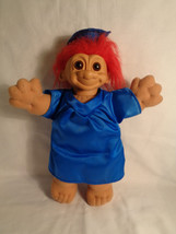 Russ Graduation Troll Plush Doll Blue Cap Gown Red Hair - $7.86