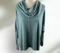 New Status By Chenault Cowl Neck Oversize Knit Pullover Sweater ribbed teal Sz M - £18.66 GBP