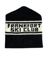 Vtg Frankfort Ski Club Knit Hat Beanie Retro Spell Out Black White Mens OS - $64.96 CAD