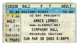 Annie Lennox Concerto Ticket Stub Marzo 30 2003 Atlanta Georgia - £31.43 GBP