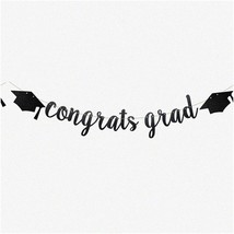 Sparkling Success Graduation Banner - Pre-Strung Glittery Black Paper Party Deco - $27.71