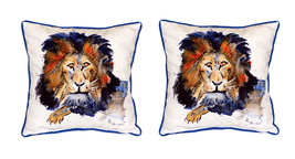 Pair of Betsy Drake Lion Large Indoor Outdoor Pillows 18x18 - £69.76 GBP