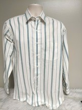 Chaps Ralph Lauren Button Up Shirt Mens Size 15 Multicolor Striped Long ... - £14.23 GBP