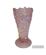 LE Smith Aztec Heritage Carnival Glass Whirling Star Vase Sawtooth Rim Pink - £37.38 GBP