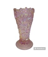 LE Smith Aztec Heritage Carnival Glass Whirling Star Vase Sawtooth Rim Pink - $64.99 CAD