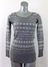 Garage Women&#39;s Small Gray Acrylic Long Sleeve Scoop Neck Patterned Sweater - $150.53 MXN